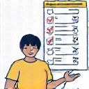 Person füllt einen Fragebogen aus