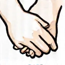 Eine Ikone, die zwei verbundene Hände darstellt, um persönliche Begleitung und Unterstützung zu symbolisieren.