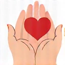 Eine Ikone, die eine Hand darstellt, die ein Herz hält, um Empathie und Fürsorge zu symbolisieren.