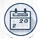 Eine Ikone, die einen Kalender und eine Uhr darstellt, um Flexibilität und Zeitersparnis zu symbolisieren.